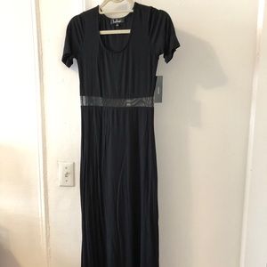 LULUS Maxi Dress with Mesh Accent